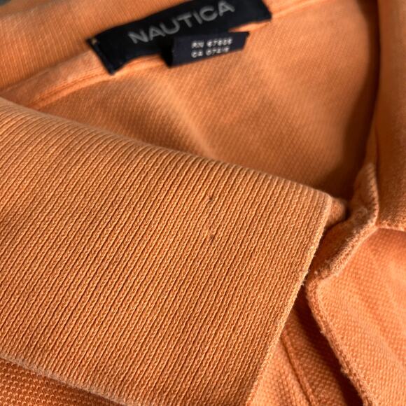 Nautica Mens Size XL Orange Polo Shirt Short Sleeve Stripe Cotton Classic Fit - Picture 6 of 8